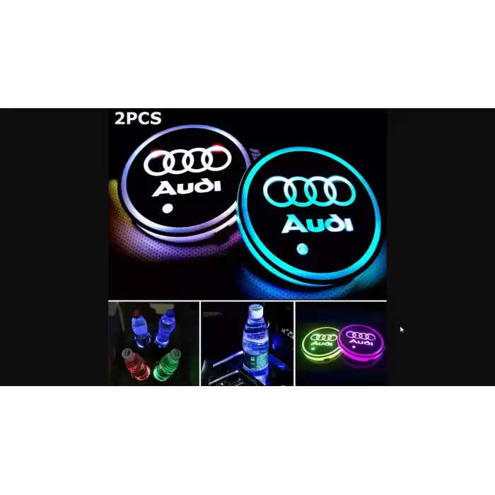 Audi Ledli Işıklı Bardaklık Altı - Usb Şarjlı - RGB Modlu -