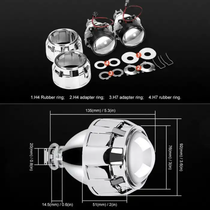 Bi Xenon Mercek Far 2,5inch Projektör Far Göbeği
