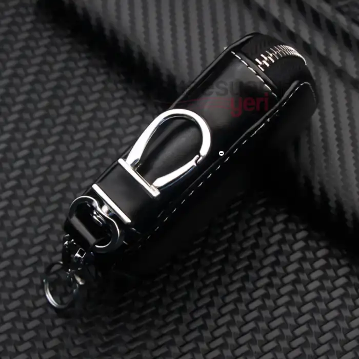 Bmw Logolu Lüks Deri Anahtarlık -Fermuarlı Çantalı Şık Yeni Tasarım