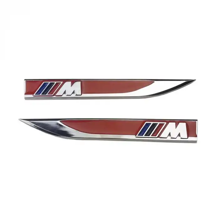 Bmw M Kırmızı Metal Çamurluk Arması Venti - Nikelaj Kaplamalı A+ Ürün