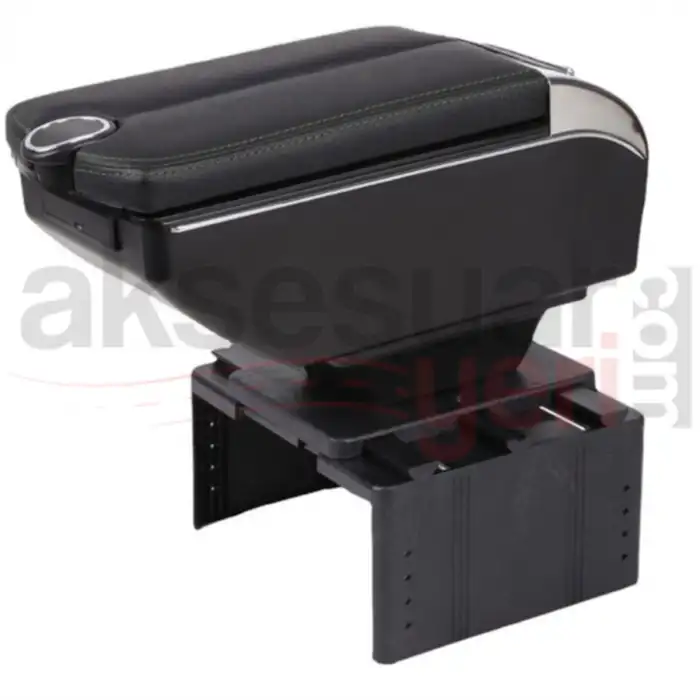 BMW Tip Kolçak Bardaklık Ve Küllüklü Siyah Deri-6 Usbli Lüx Kolçak