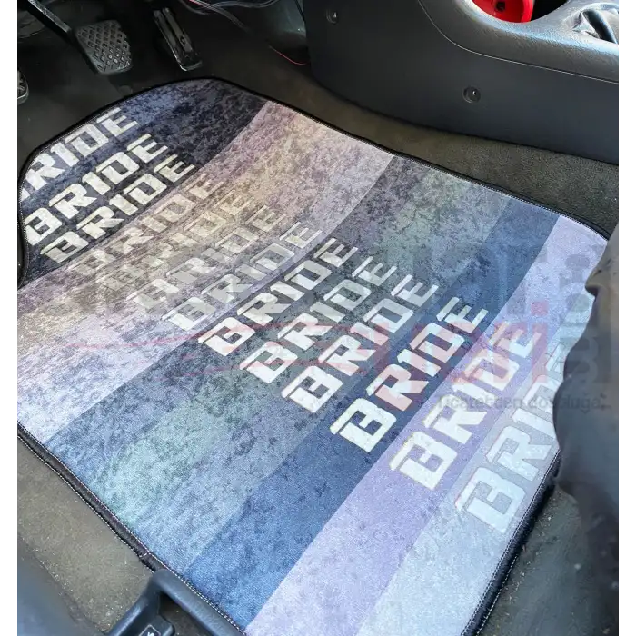 Bride Gri-Mor Desen Araç İçi Halı Paspas-Kaydırmaz Taban-Universal Her Araca Uyumlu-Yıkanabilir