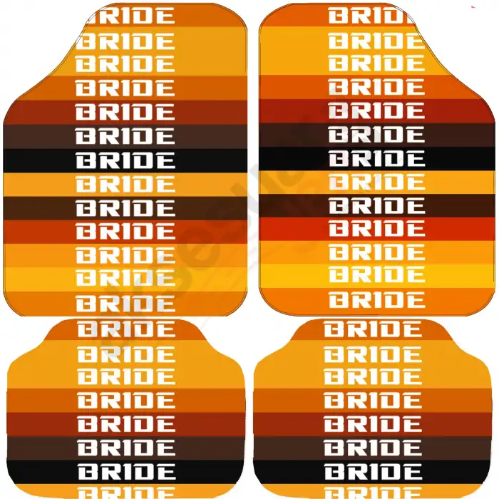 Bride Turuncu Desen Araç İçi Halı Paspas-Kaydırmaz Taban-Universal Her Araca Uyumlu-Yıkanabilir