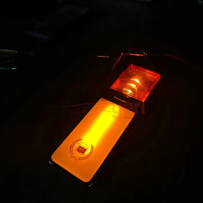 Cadillac Turuncu Beyaz Çift Renk Direk Lambası Gazetelik Neon Led 12V