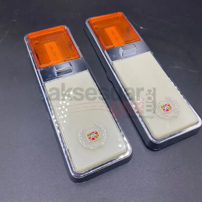 Cadillac Turuncu Beyaz Çift Renk Direk Lambası Gazetelik Neon Led 12V