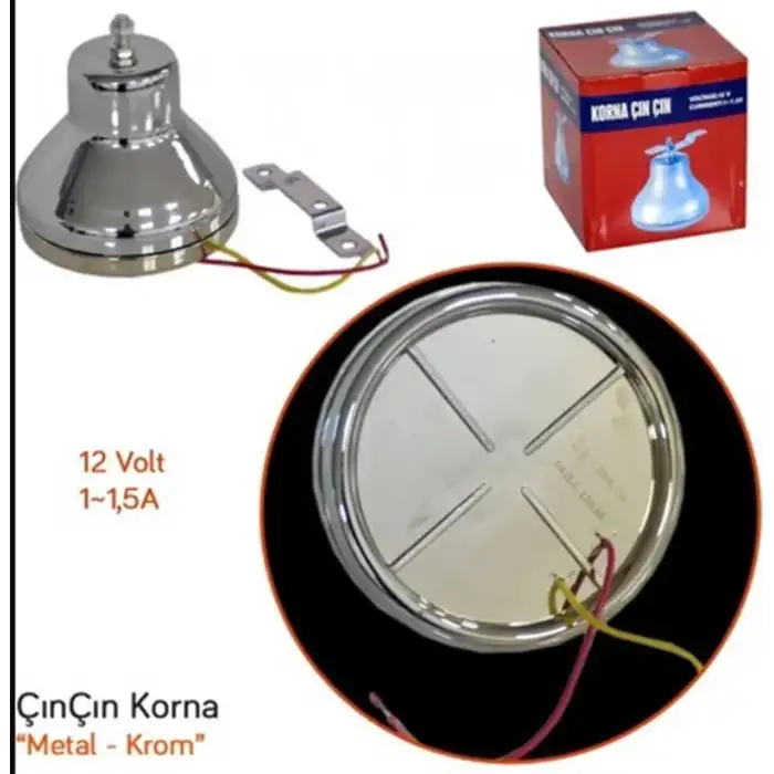 Çan Korna ÇınÇın Korna 12V Krom Renk Vatikan Çanı