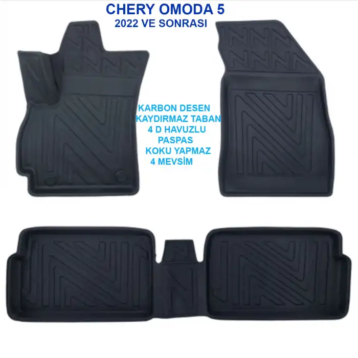 Chery Omoda 5 2022 ve Sonrası 4D Premium Havuzlu Paspas-Kaydırmaz Taban
