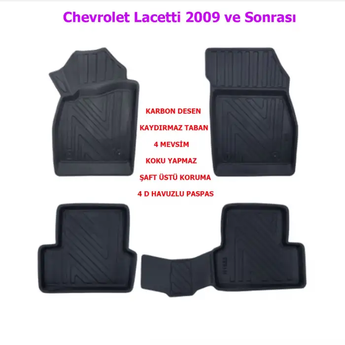 Chevrolet Lacetti 2009 ve Sonrası 4D Premium Havuzlu Paspas-Kaydırmaz Taban