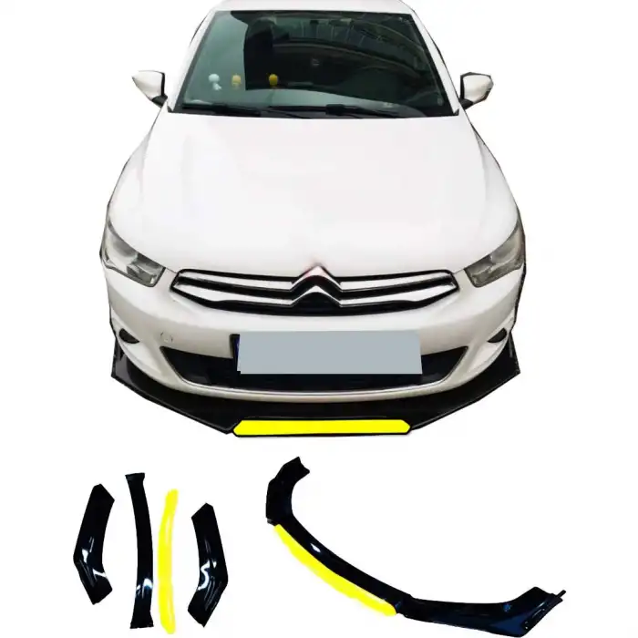 Citroen C-Elysee Uyumlu Ön Lip Sarı Renkli 4 Parça - A+ Ürün - Dayanıklı Malzeme