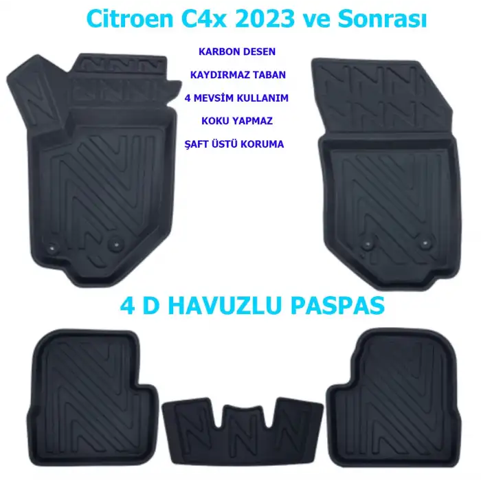 Citroen C4x 2023 ve Sonrası 4D Premium Havuzlu Paspas