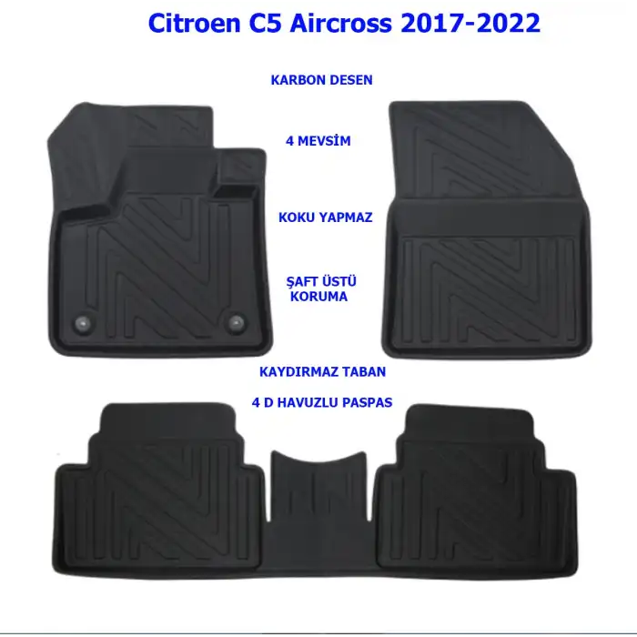 Citroen C5 Aircross 2017-2022 4D Premium Havuzlu Paspas