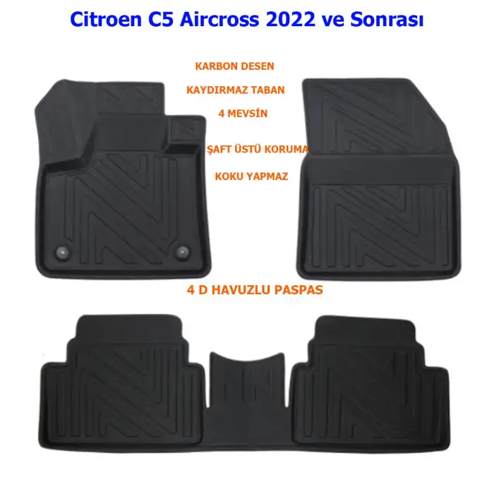 Citroen C5 Aircross 2022 ve Sonrası 4D Premium Havuzlu Paspas