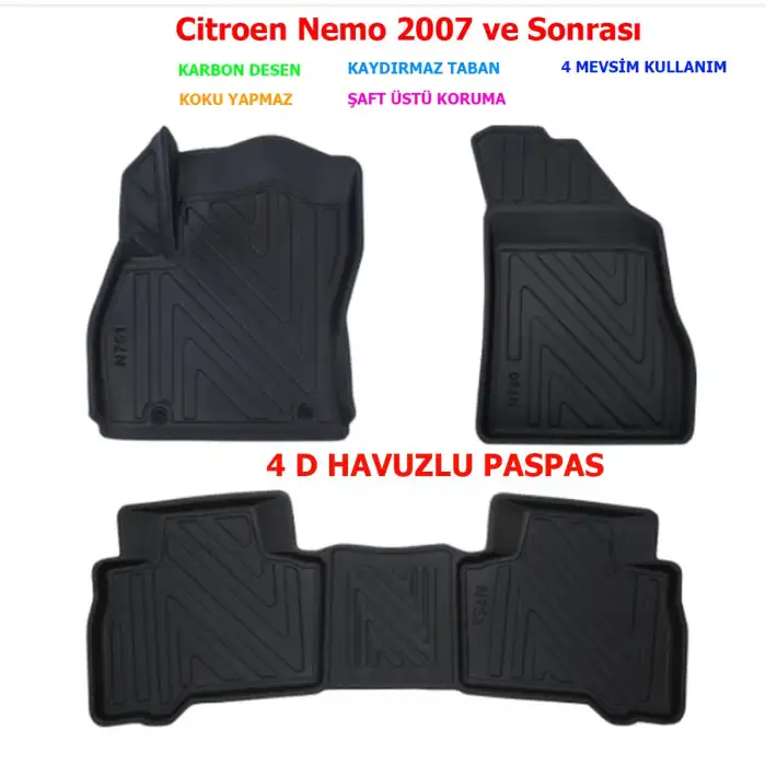 Citroen Nemo 2007 ve Sonrası 4D Premium Havuzlu Paspas