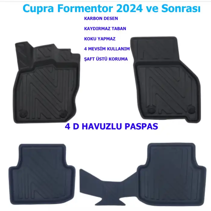 Cupra Formentor 2024 ve Sonrası 4D Premium Havuzlu Paspas