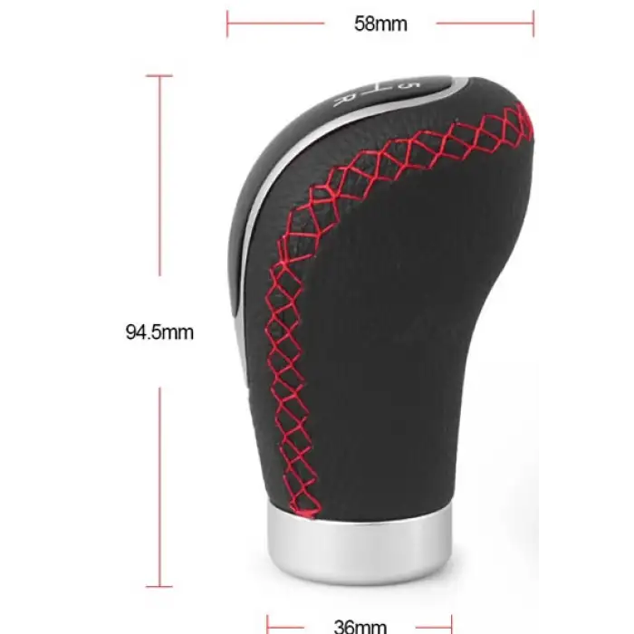 Delikli Deri Vites Topuzu Kırmızı Dikişli-3 Farklı Vites Görselli