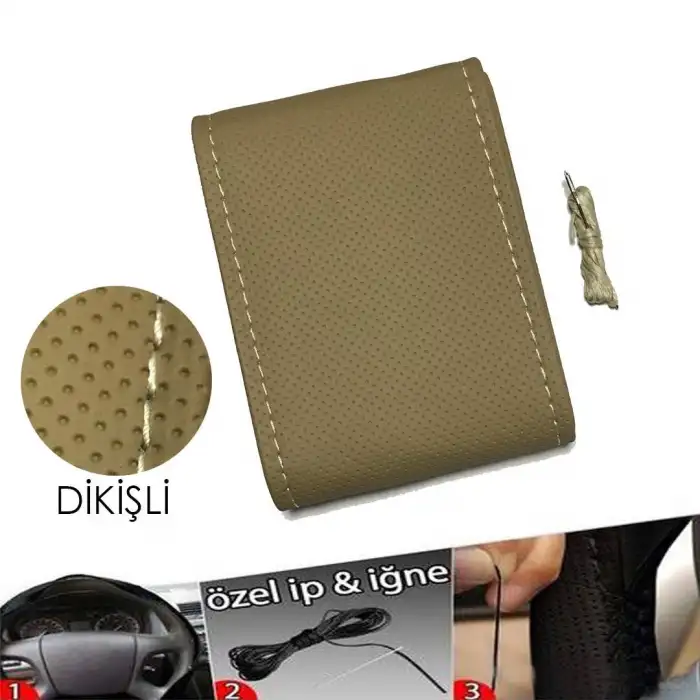 Deri Direksiyon Kılıfı - Dikmeli Delikli Model / A Kalite Kopmayan İp / Kokusuz Ürün