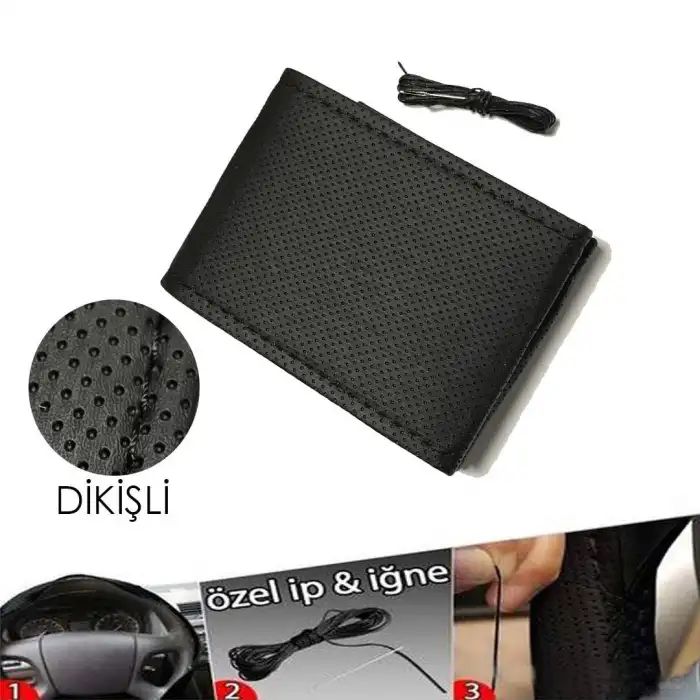 Deri Direksiyon Kılıfı - Dikmeli Delikli Model / A Kalite Kopmayan İp / Kokusuz Ürün