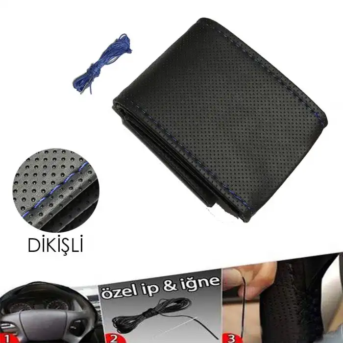 Deri Direksiyon Kılıfı - Dikmeli Delikli Model / A Kalite Kopmayan İp / Kokusuz Ürün