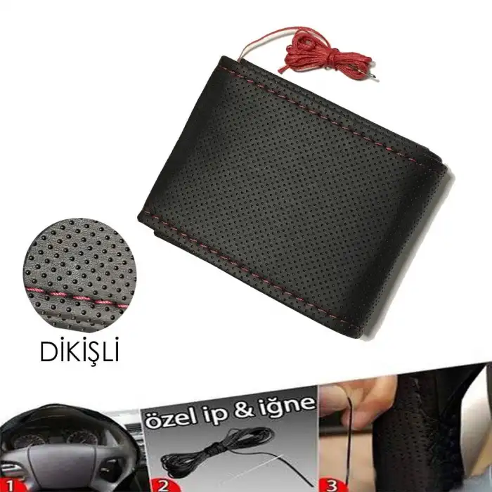 Deri Direksiyon Kılıfı - Dikmeli Delikli Model / A Kalite Kopmayan İp / Kokusuz Ürün