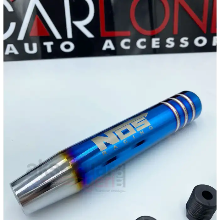 Drift-Drag Nos Logolu MAVİ-GÜMÜŞ Renk Sert Metal Malzeme Süper Lüx Vites Topuzu