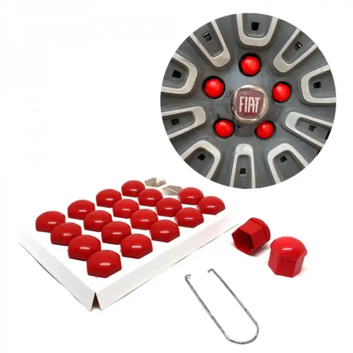 Düz Bijon Kapağı Parlak Malzeme Kırmızı Renk 17mm 20 Adet