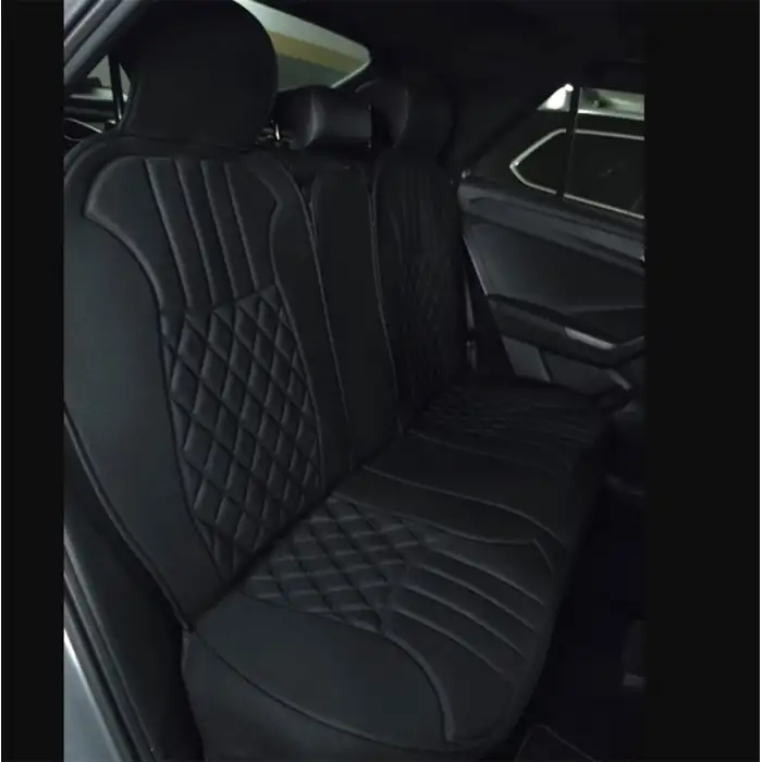 Elegance Lüx Oto Koltuk Minderi Full Set Takım - Siyah/Kırmızı Renk Takmatik Pratik