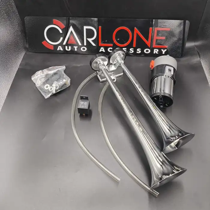 FaLa FaLa Korna-Krom Çift Borulu-12v-Kompresörlü-Role ve Aç Kapa Butonlu