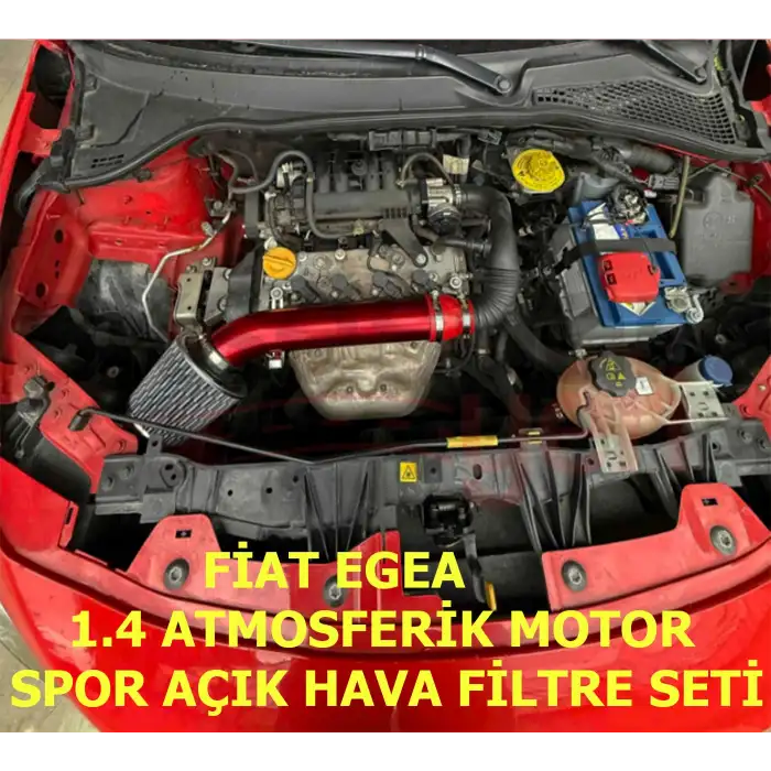 Fiat Egea 1.4 Benzinli Krom Borulu Spor Açık Hava Filtre Seti -Boru Çapı 7,6cm-Uzunluk 23cm