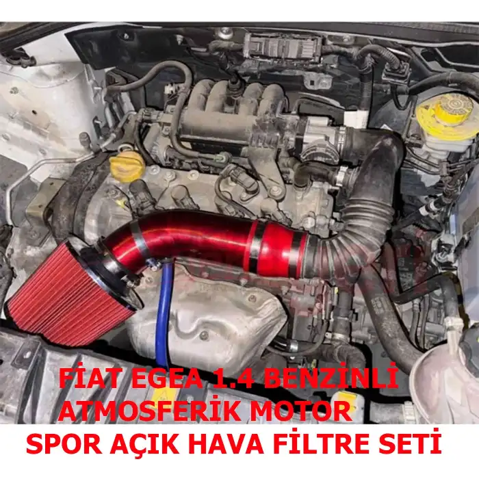 Fiat Egea 1.4 Benzinli Krom Borulu Spor Açık Hava Filtre Seti -Boru Çapı 7,6cm-Uzunluk 23cm