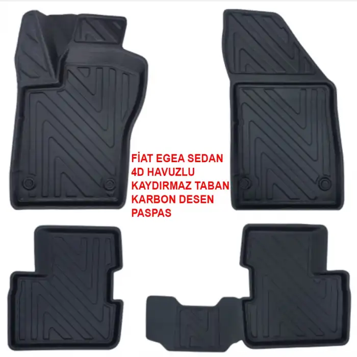 Fiat Egea Sedan 2015 ve Sonrası 4D Premium Havuzlu Paspas-Kaydırmaz Taban