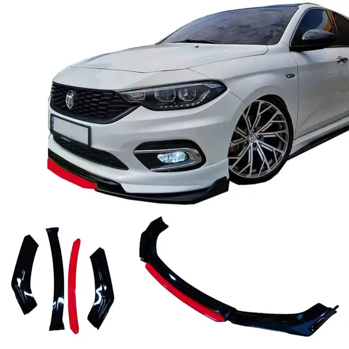 Fiat Egea Uyumlu Ön Lip Kırmızı Renkli 4 Parça - A+ Ürün - Dayanıklı Malzeme