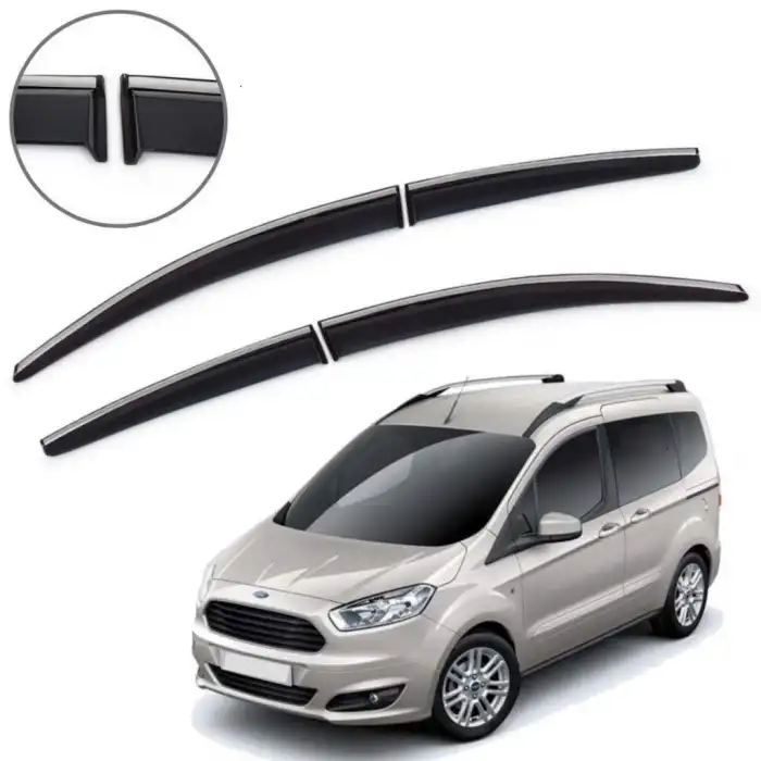 Ford Courier 2012-2020 Krom Çıtalı Cam Rüzgarlğı 4 parça/ Carlone / A+ Ürün