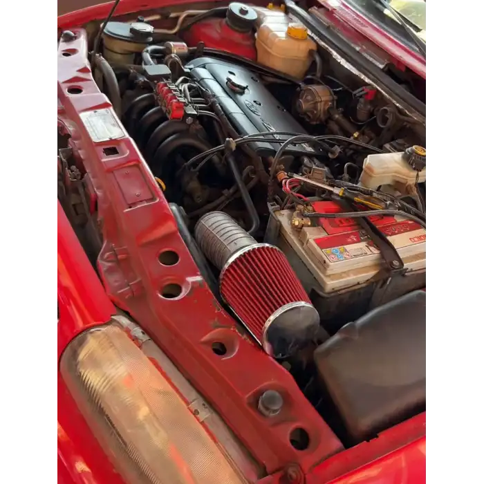 Ford Escort Uyumlu Spor Açık Hava Filtresi Krom Başlı Kırmızı Renk