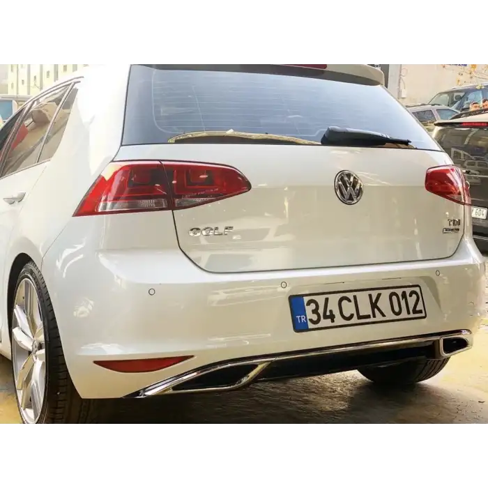 Golf 7.5 Uyumlu Arka Difüzör Parlak Siyah Krom Uçlu