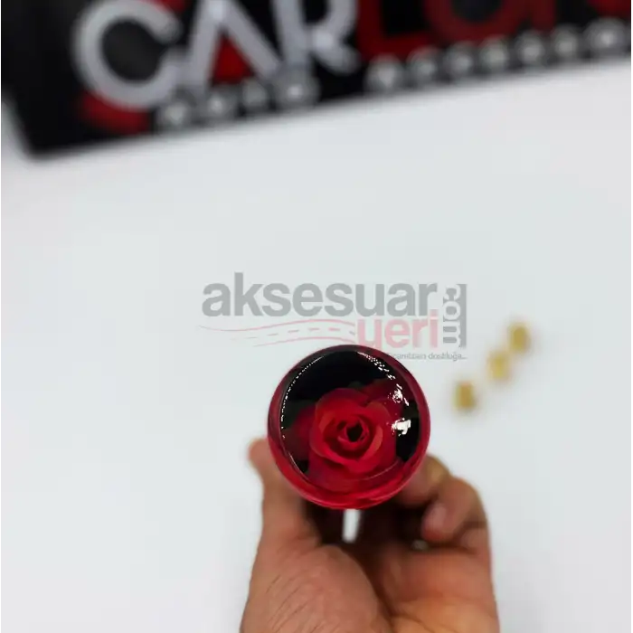 Güllü Vites Topuzu Kırmızı Çiçekli Şeffaf Vites Topuzu İthal Ürün
