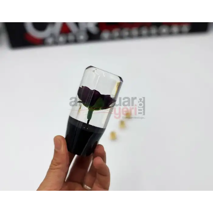 Güllü Vites Topuzu Mor Çiçekli Şeffaf Vites Topuzu İthal Ürün