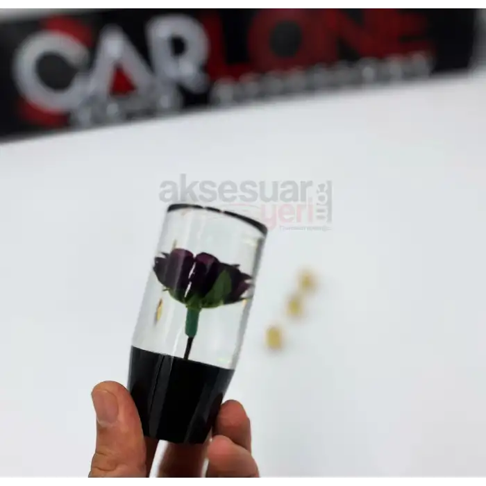 Güllü Vites Topuzu Mor Çiçekli Şeffaf Vites Topuzu İthal Ürün