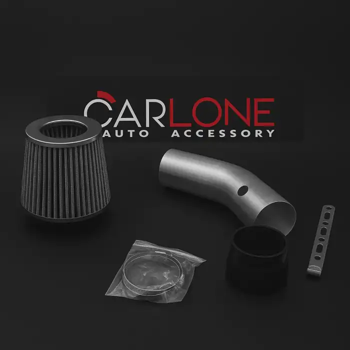 Gümüş Renk Krom Borulu ve Gri Spor Açık Hava Filtre Seti -Boru Çapı 7,6cm-Uzunluk 23cm