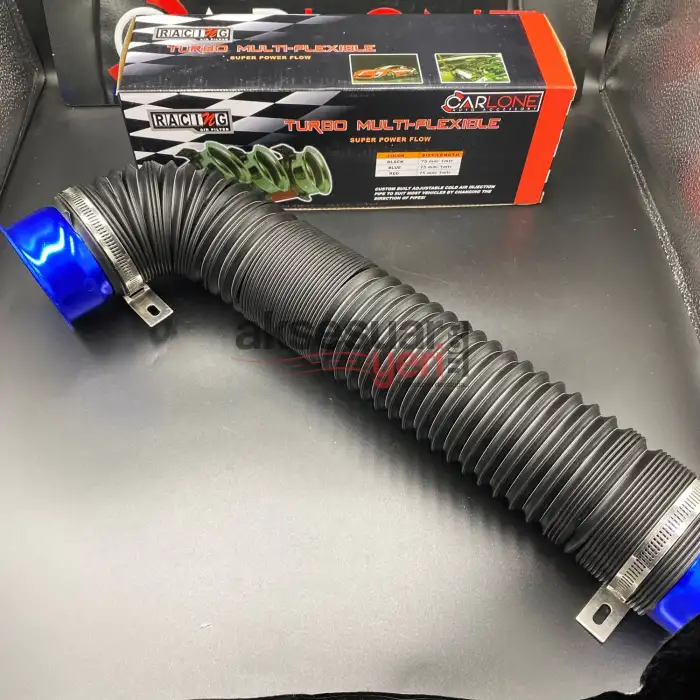 Hava Filtre Uzatma Borusu Akordiyon Esnek Uzayan 75mm Çap - Mavi Başlıklı