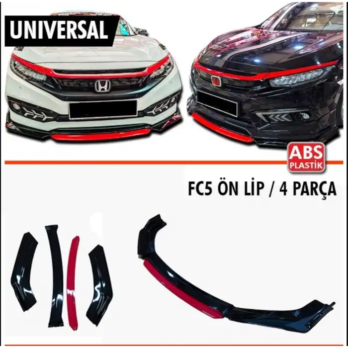 Honda Civic Fc5 - Fk7 Lip Renkli Parça - A+ Kaliteli - Dayanıklı Malzeme - Kırmızı- Sarı-Mavi