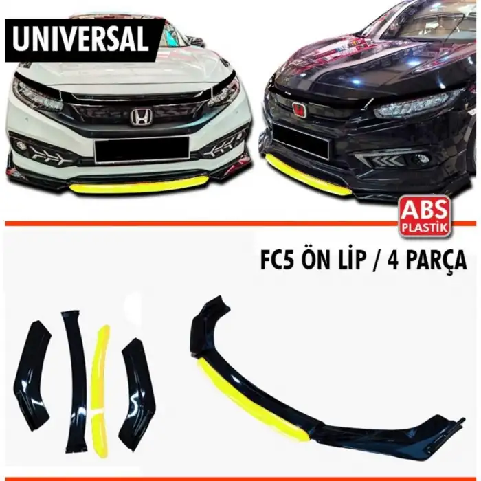 Honda Civic Fc5 - Fk7 Lip Renkli Parça - A+ Kaliteli - Dayanıklı Malzeme - Kırmızı- Sarı-Mavi