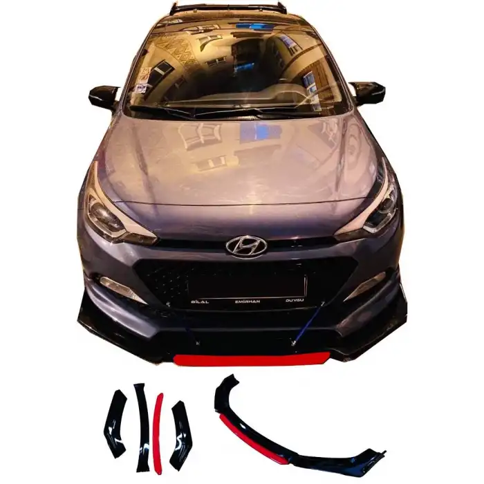 Hyundai İ20 Uyumlu Ön Lip Kırmızı Renkli 4 Parça - A+ Ürün - Dayanıklı Malzeme