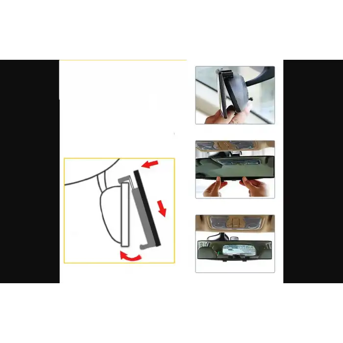 İlave Oto Iç Dikiz Aynası Bombeli Kıskaçlı Geçmeli Model 30cm