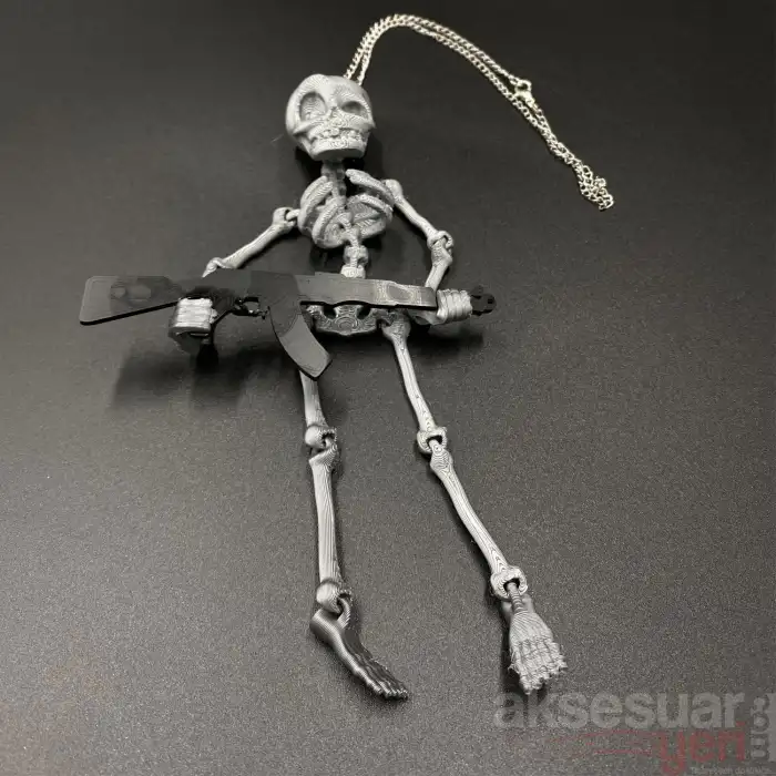 İskelet Ayna Süsü Gri Renk Keleş Tutan Zincirli A+ Ürün