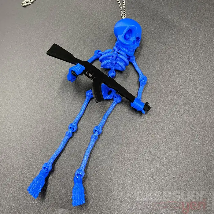 İskelet Ayna Süsü Mavi Renk Keleş Tutan Zincirli A+ Ürün