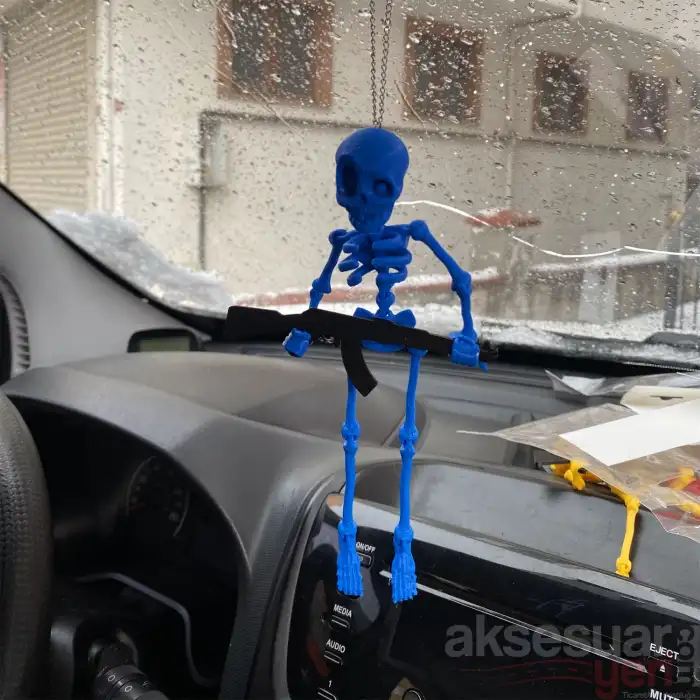 İskelet Ayna Süsü Mavi Renk Keleş Tutan Zincirli A+ Ürün