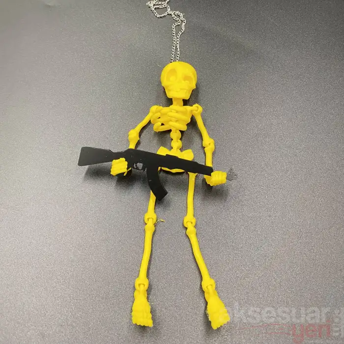 İskelet Ayna Süsü Sarı Renk Keleş Tutan Zincirli A+ Ürün