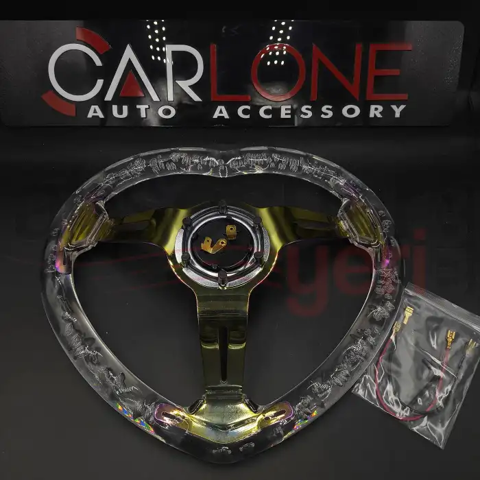 Kalpli Ofsetli Şeffaf Epoksi Direksiyon-Momo Kabarcıklı Direksiyon 32x35 cm