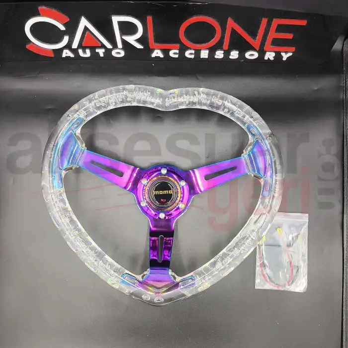 Kalpli Ofsetli Şeffaf Epoksi Direksiyon-Momo Kabarcıklı Direksiyon 32x35 cm