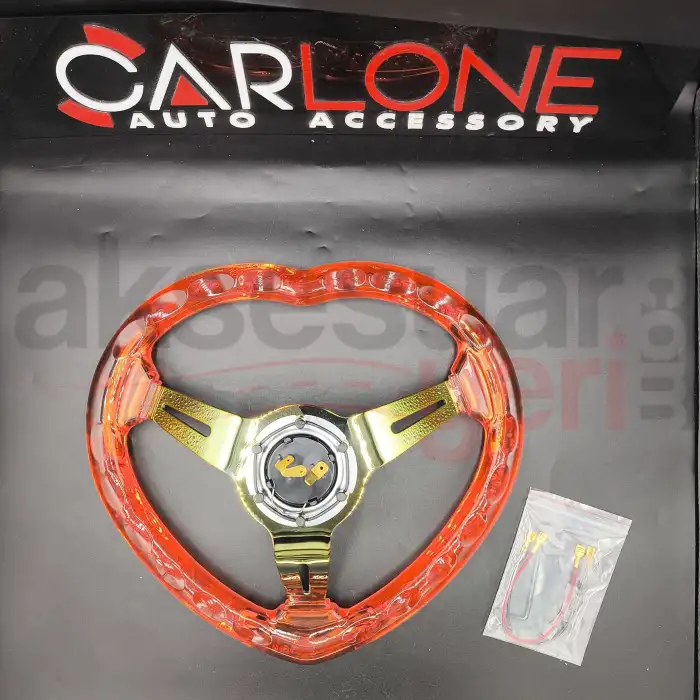 Kalpli Ofsetli Şeffaf Kırmızı Epoksi Direksiyon-Momo Kabarcıklı Direksiyon 32x35 cm